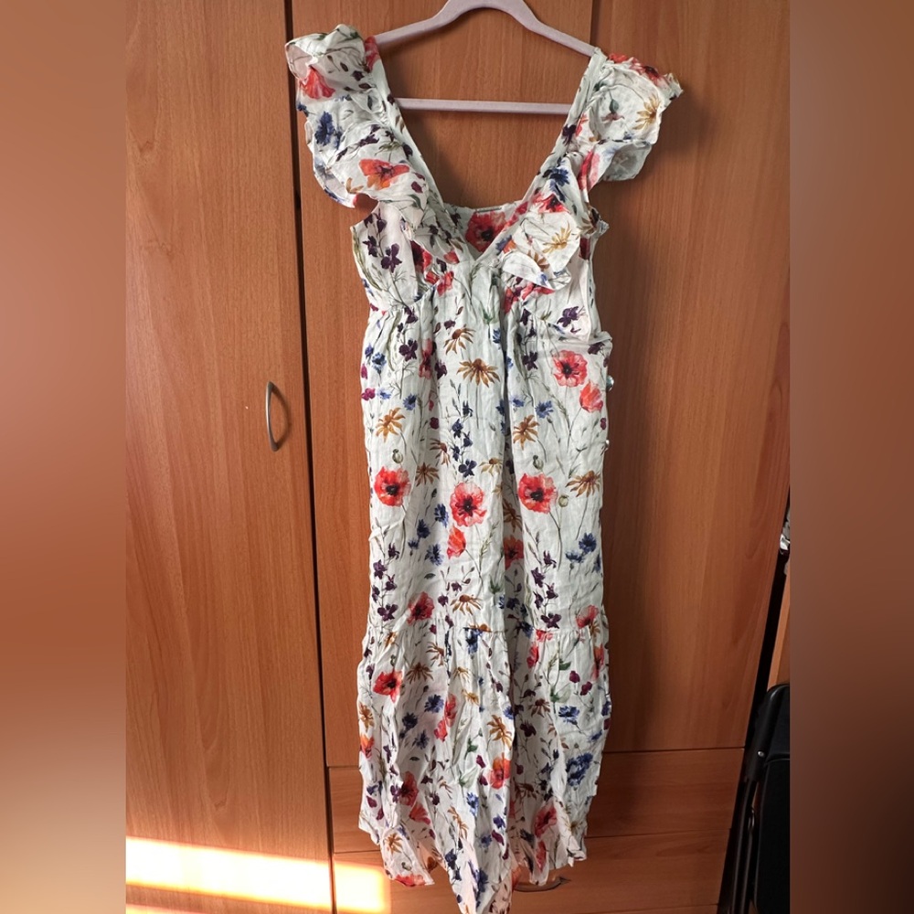 Elie Tahari Floral Maxi Dress with Red and Blue Accents